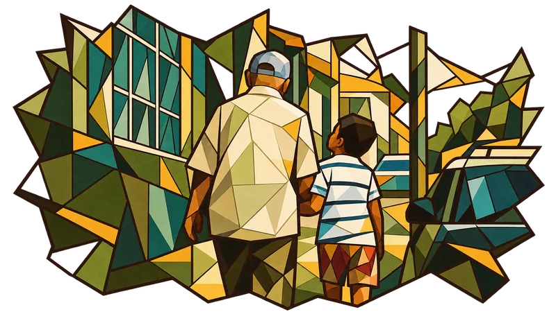 Ilustración tipo vitral para Génesis 17, inspirada en una fotografía de Christian Nartatez