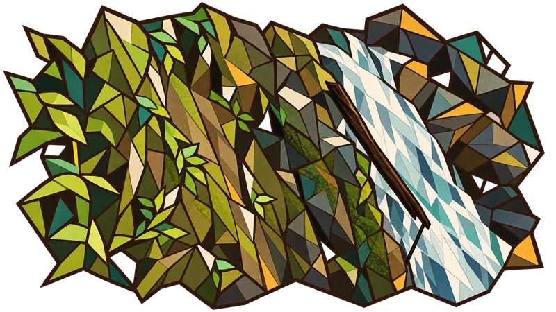 Ilustración tipo vitral para Génesis 22, inspirada en una fotografía de Christian Nartatez